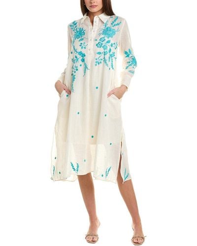 Johnny Was Embroidered Shirtdress - White