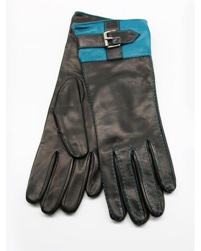 Portolano Leather Gloves With Fancy Cuff - Gray