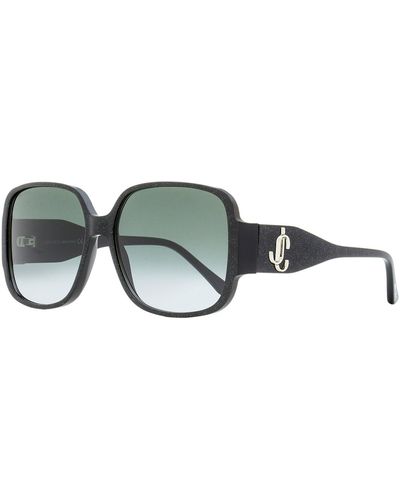 Jimmy Choo Square Sunglasses Tara/s Black/silver/glitter 59mm - Green
