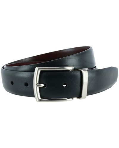 Trafalgar Filippo 35mm Reversible Italian Pebble Leather Belt - Black