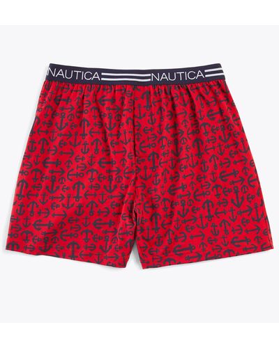 Nautica Anchor Print Knit Boxer - Red