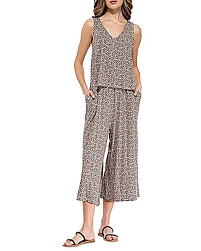 B Collection By Bobeau Vicky Animal Print Tie Shoulder Jumpsuit - Multicolor