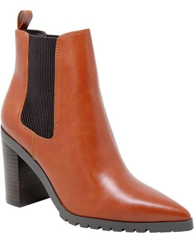 Charles David Deputy Faux Leather Pointed Toe Ankle Boots - Brown