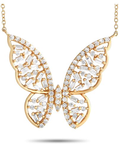 Non-Branded Lb Exclusive 14k Yellow 0.60ct Diamond Butterfly Necklace Mf01-031224 - Metallic