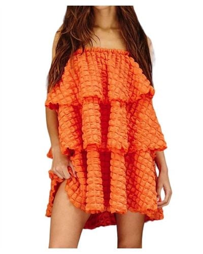 Bucketlist Bubble Tiered Dress Or Top - Orange