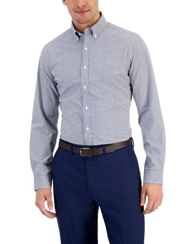 Club Room Slim Fit Striped Button-down Shirt - Blue