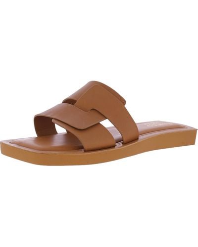 Franco Sarto Capri Leather Slip On Slide Sandals - Brown