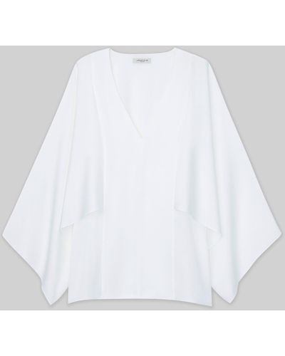 Lafayette 148 New York Satin Kimono Sleeve Blouse - White