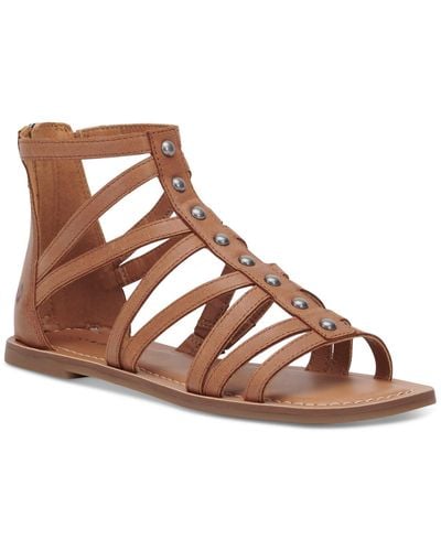 Lucky Brand Bryton Open Toe Flat Gladiator Sandals - Brown
