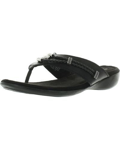Minnetonka Silverthorne 360 Leather Slip On Slide Sandals - Black