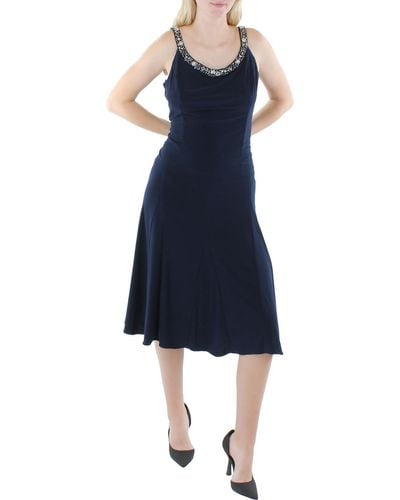 Alex Evenings Knit Sleeveless Cocktail And Party Dress - Blue