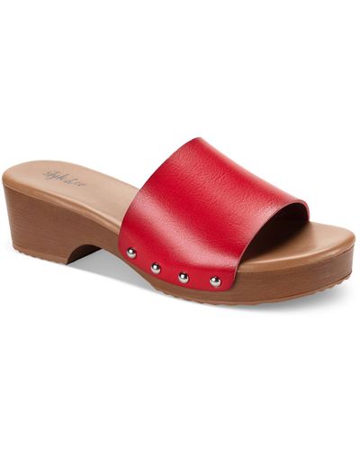 Style & Co. Devieep Faux Leather Slip On Block Heel - Red