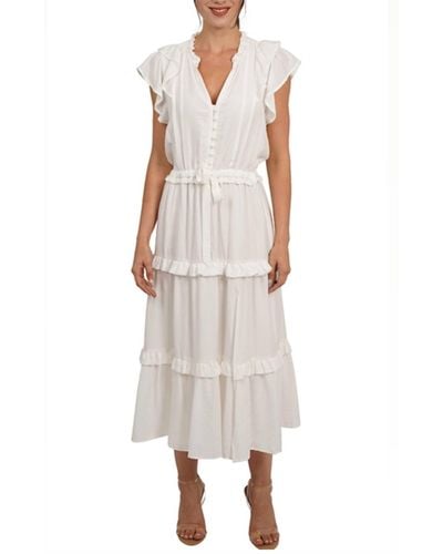 Love Token Tiered Midi Dress - White