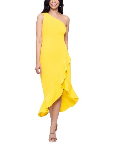 Xscape Crepe Scuba Evening Dress - Yellow