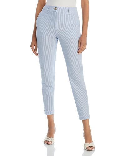 BOSS High Rise Textured Cropped Pants - Blue