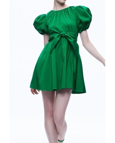Alice + Olivia Kylan Puff Sleeve Mini Dress - Green