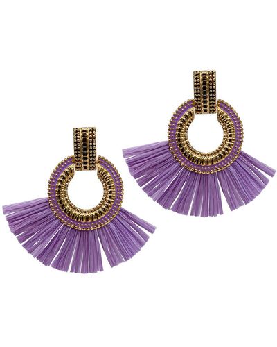 Adornia Lilac Fan Earrings Gold - Purple
