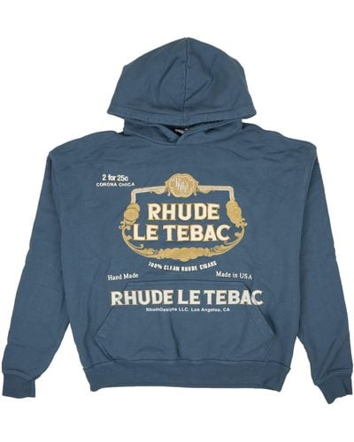 Rhude Slate Cotton Le Tebac Hoodie - Blue