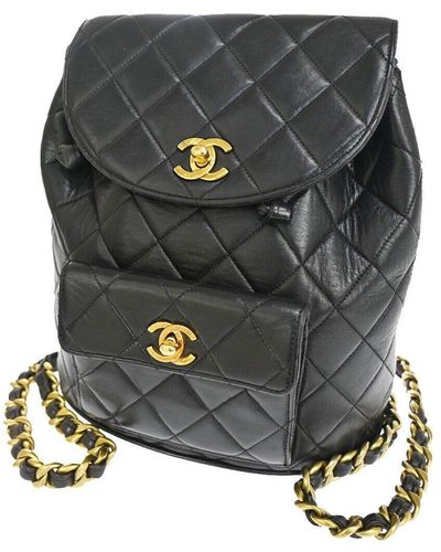 Chanel Matelassé Leather Backpack Bag (pre-owned) - Gray