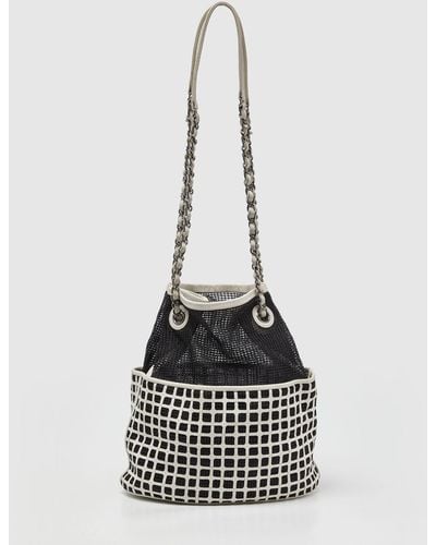 Chanel Mesh And Leather Bucket Bag - Black