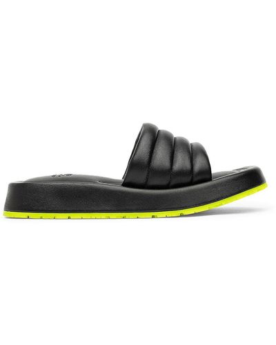 P448 Fergie Slip On Open Toe Slide Sandals - Black