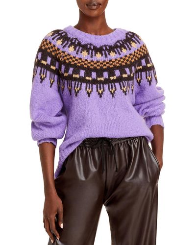 A.L.C. Oakley Wool Blend Printed Pullover Sweater - Purple