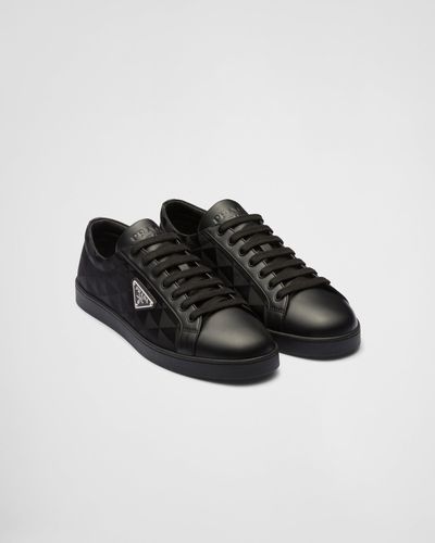 Prada Leather And Re-nylon Sneakers ' Symbole Motif Pattern' - Black