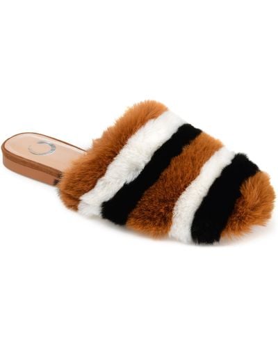 Journee Collection Collection Faux Fur Evelin Mule - Brown