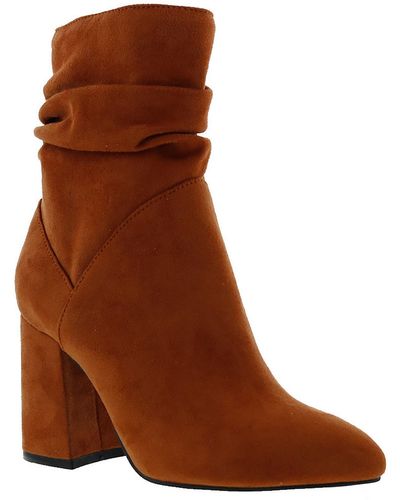 Bellini Faux Suede Slouchy Ankle Boots - Brown