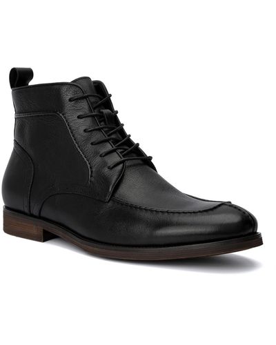 Vintage Foundry Bejamin Leather Ankle Combat & Lace-up Boots - Black