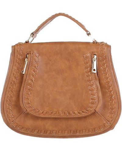 Urban Expressions Khloe Vegan Leather Whip Stitch Shoulder Handbag - Brown