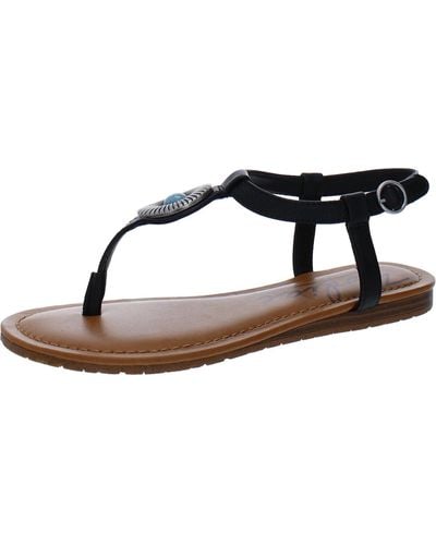 Zodiac Yohanna Leather Embellished T-strap Sandals - Black