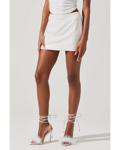 Astr Remi Embellished Mini Skirt - White