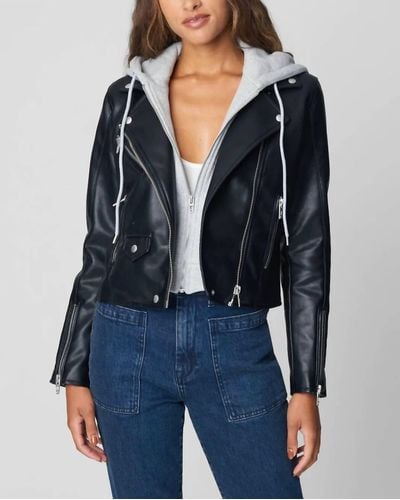 Blank NYC Whirlwind Hooded Leather Jacket - Blue