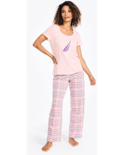Nautica Printed Pajama Pant Set - Pink