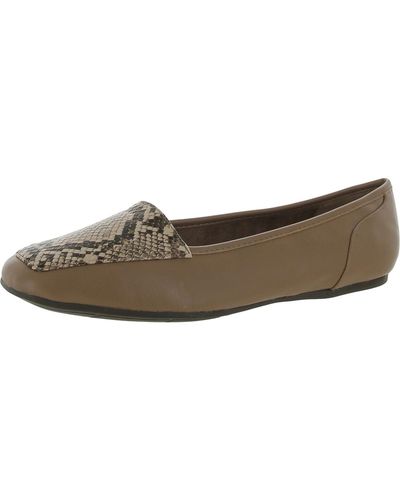 Easy Street Faux Leather Round Toe Ballet Flats - Brown