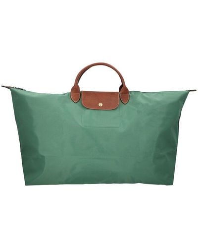 Longchamp Le Pliage Original Medium Canvas & Leather Tote Travel Bag - Green