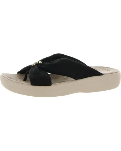 Bzees Promise Wedge Thong Slide Sandals - Black