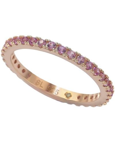 Suzy Levian Rose Gold Sterling Silver And Pink Sapphire Eternity Band