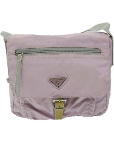 Prada Saffiano Synthetic Shoulder Bag (pre-owned) - Purple