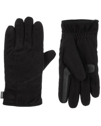 Isotoner Fleece Gloves With Pieced Back - Black