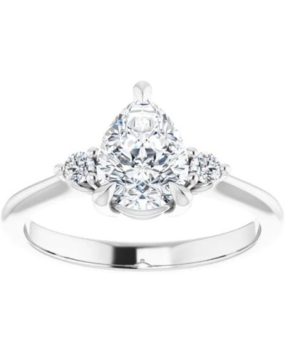 Pompeii3 1 1/4ct Pear Shape Lab Grown Diamond Engagement Ring White Yellow Or Rose Gold
