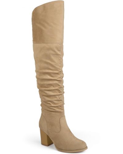 Journee Collection Wide Width Extra Wide Calf Kaison Boot - Natural