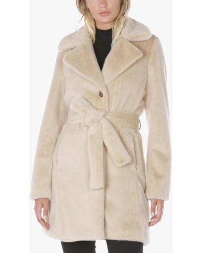 Laundry by Shelli Segal Faux Fur Teddy Wrap Coat - Natural