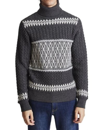 Paisley & Gray Winter Cable Wool-blend Turtleneck Sweater - Black