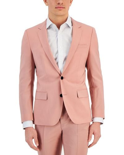 HUGO Wool Blend Long Sleeves Two-button Blazer - Pink