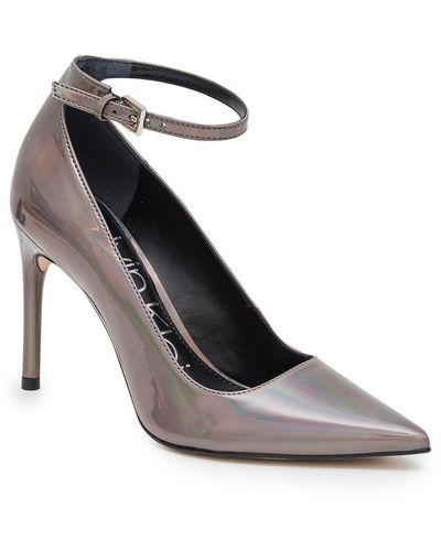 Calvin Klein Demma Suede Ankle Strap Loafer Heels - White