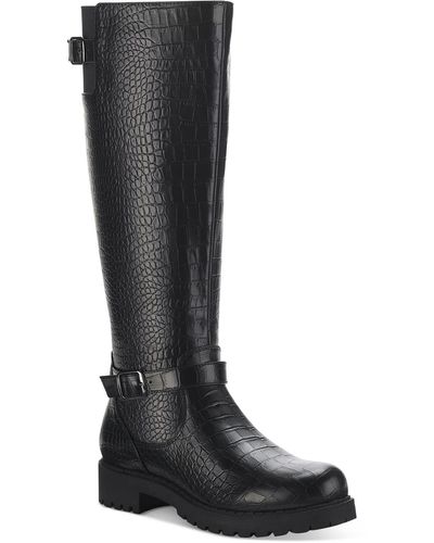 Style & Co. Elenorr Snake Skin Faux Leather Knee-high Boots - Black