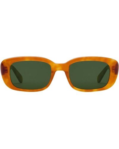 Krewe Milan Amaro + Chamomile Rectangle Sunglasses - Green