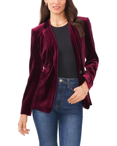 1.STATE Velvet Stretch One-button Blazer - Red